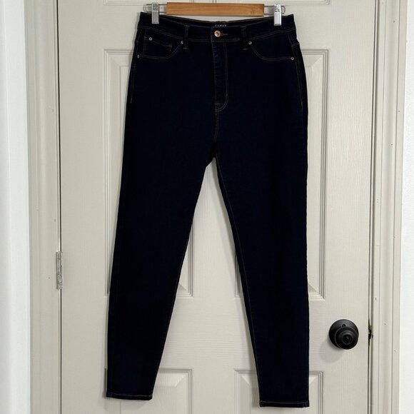 Curve Appeal Jean Women 10/30 Hi Rise Casual Minimalist Jegging Dark Wash Comfy - Picture 1 of 13